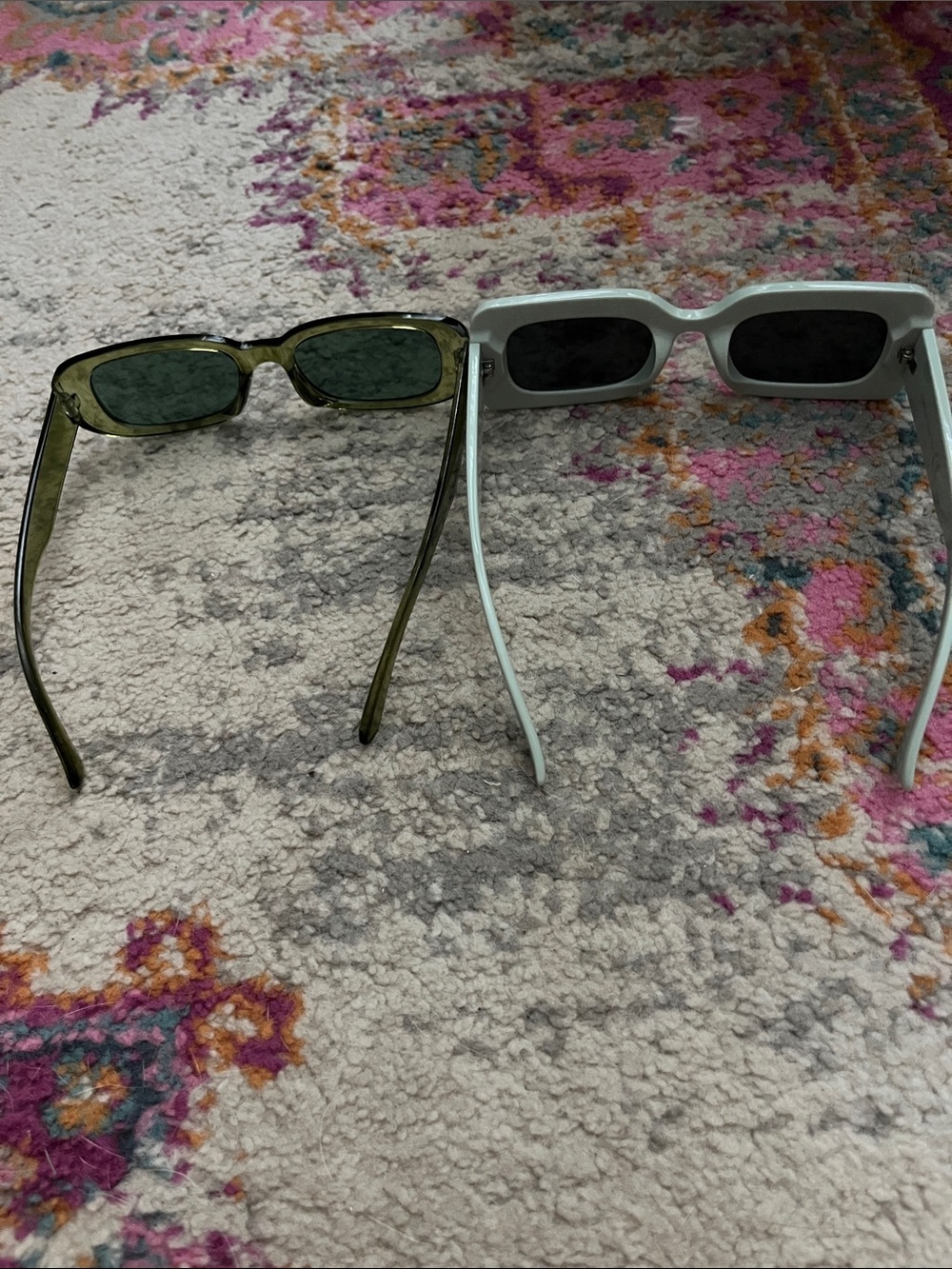 Retro Bundle Green Chunky Rectangle Sunglasses Y2K 90s Vintage Streetwear - Picture 3 of 5